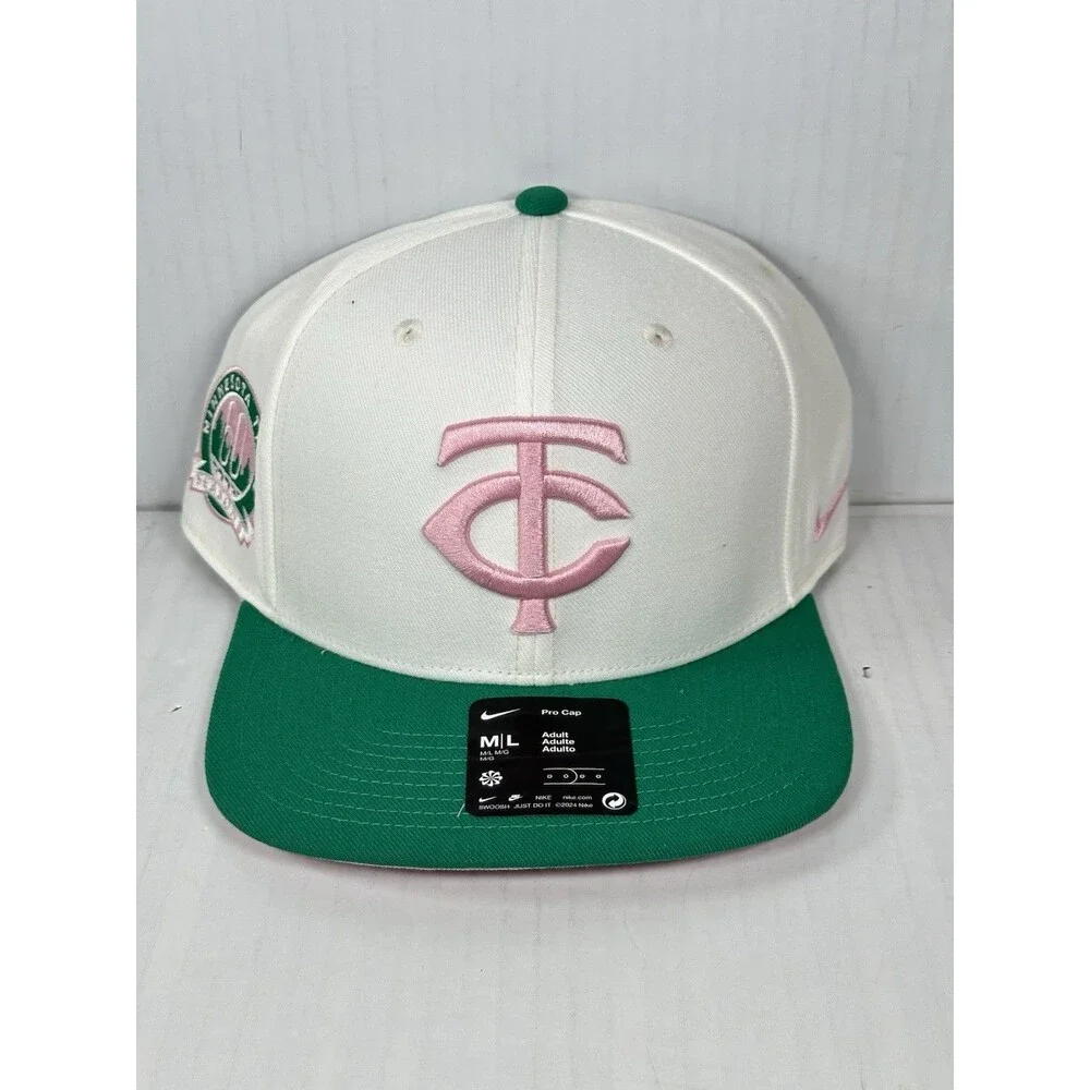 Size M/L Nike Minnesota Twins MLB Baseball Pro Cap Hat Green Pink Adult NWT